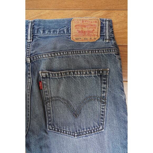 Levis 527 Boot Leg Cotton Faded Blue Denim Jeans Y2K Retro Size 30x30 - Picture 9 of 10